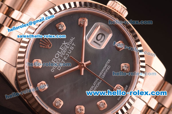 Rolex Datejust Oyster Pertual Automatic with MOP Dial and Full RG Case and RG Strap-ETACoating - Click Image to Close